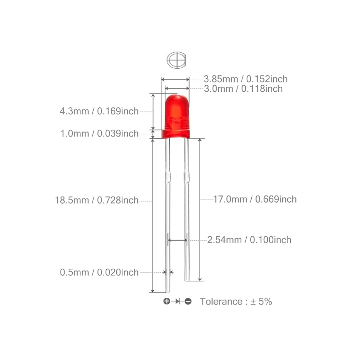 3mm LED - TH - Red