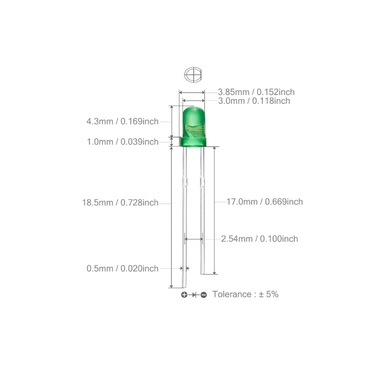 3mm LED - TH - Green